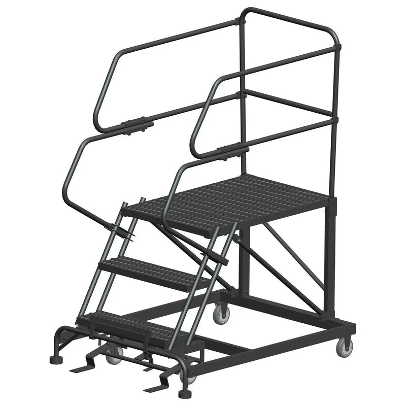 Ballymore Single Entry Work Platforms, 3 Step, 38 In Wide Base, 36 in Deep Platform, Serrated Tread, Rear Exit