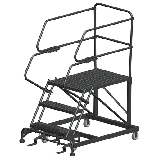 Ballymore Single Entry Work Platforms, 3 Step, 38 In Wide Base, 36 in Deep Platform, Serrated Tread, Rear Exit