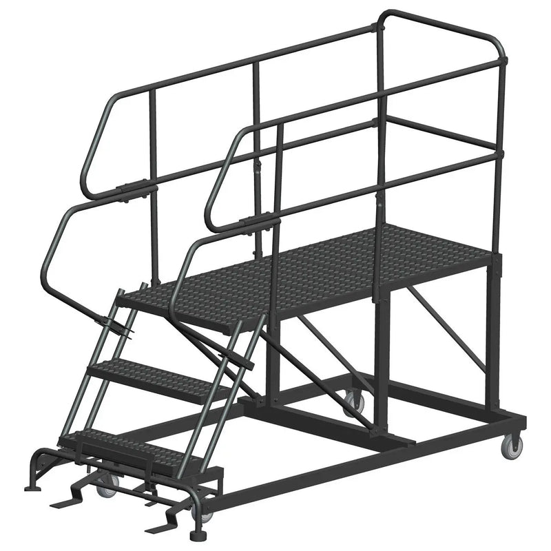 Ballymore Single Entry Work Platforms, 3 Step, 38 In Wide Base, 60 in Deep Platform, Serrated Tread, Rear Exit