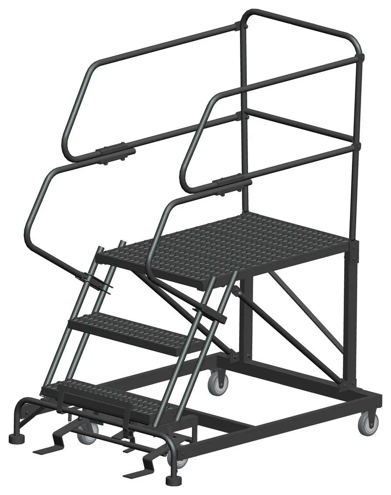 Ballymore Single Entry Work Platforms, 3 Step, 38" Wide Base, 36" Deep Platform, Serrated Tread Ballymore