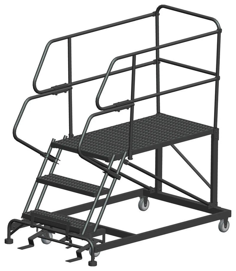 Ballymore Single Entry Work Platforms, 3 Step, 38" Wide Base, 48" Deep Platform, Serrated Tread Ballymore
