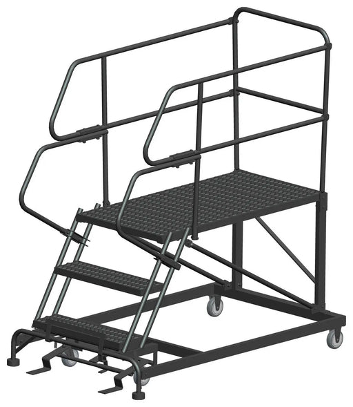 Ballymore Single Entry Work Platforms, 3 Step, 38" Wide Base, 48" Deep Platform, Serrated Tread Ballymore