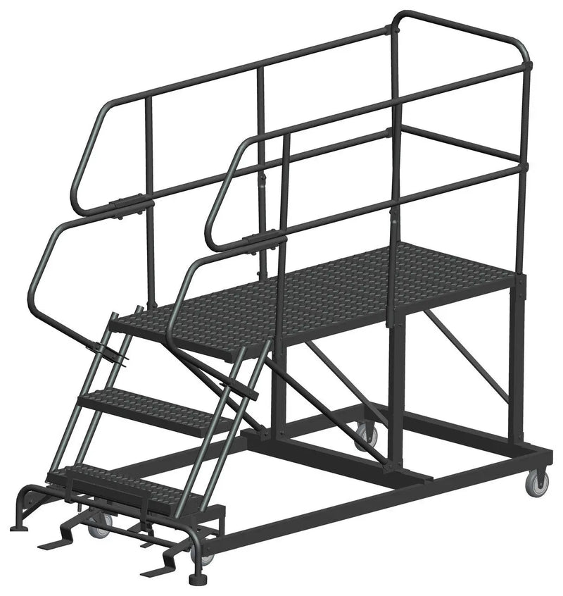 Ballymore Single Entry Work Platforms, 3 Step, 38" Wide Base, 60" Deep Platform, Serrated Tread Ballymore