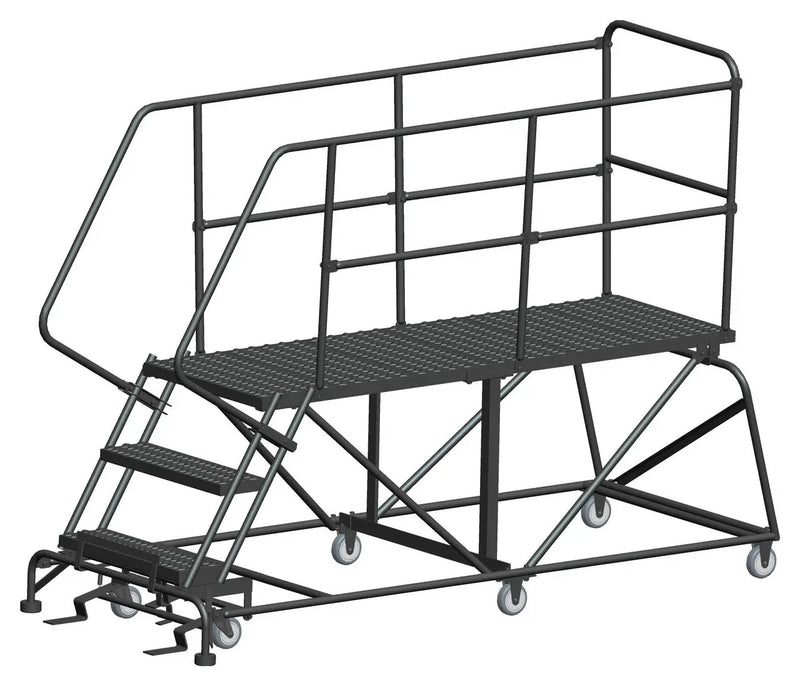 Ballymore Single Entry Work Platforms, 3 Step, 38" Wide Base, 72" Deep Platform, Serrated Tread Ballymore