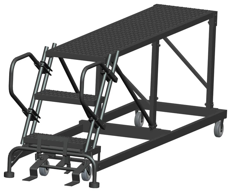 Ballymore Single Entry Work Platforms, 3 Step, No Rails, 33" Wide Base, 72" Deep Platform, Serrated Tread Ballymore