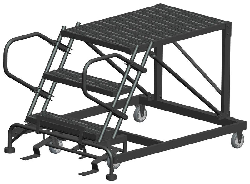 Ballymore Single Entry Work Platforms, 3 Step, No Rails, 38" Wide Base, 36" Deep Platform, Serrated Tread Ballymore