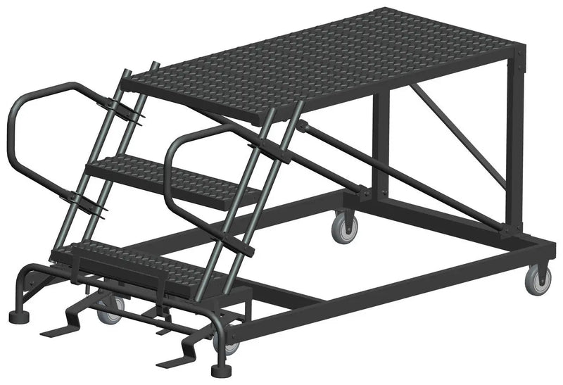 Ballymore Single Entry Work Platforms, 3 Step, No Rails, 38" Wide Base, 48" Deep Platform, Serrated Tread Ballymore