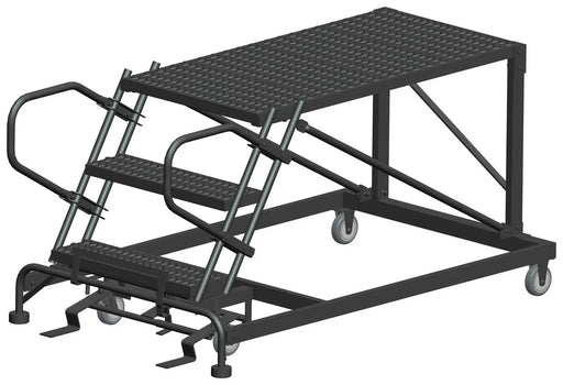 Ballymore Single Entry Work Platforms, 3 Step, No Rails, 38" Wide Base, 48" Deep Platform, Serrated Tread Ballymore