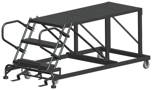 Ballymore Single Entry Work Platforms, 3 Step, No Rails, 38" Wide Base, 60" Deep Platform, Serrated Tread Ballymore