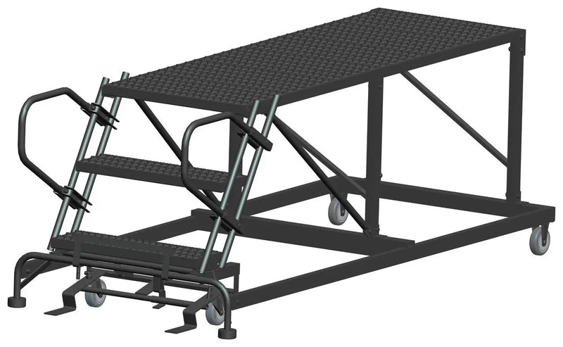 Ballymore Single Entry Work Platforms, 3 Step, No Rails, 38" Wide Base, 72" Deep Platform, Serrated Tread Ballymore