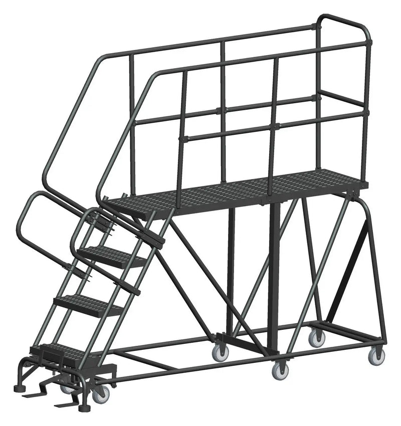 Ballymore Single Entry Work Platforms, 4 Step, 33" Wide Base, 60" Deep Platform, Serrated Tread Ballymore