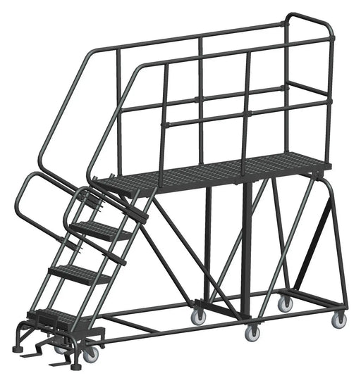 Ballymore Single Entry Work Platforms, 4 Step, 33" Wide Base, 60" Deep Platform, Serrated Tread Ballymore