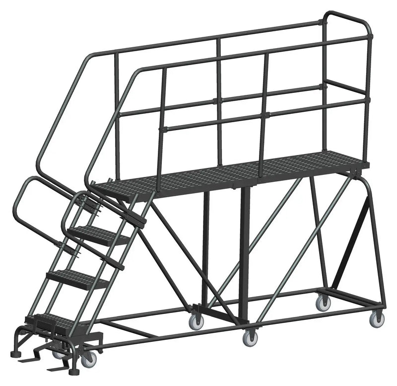 Ballymore Single Entry Work Platforms, 4 Step, 33" Wide Base, 72" Deep Platform, Serrated Tread Ballymore
