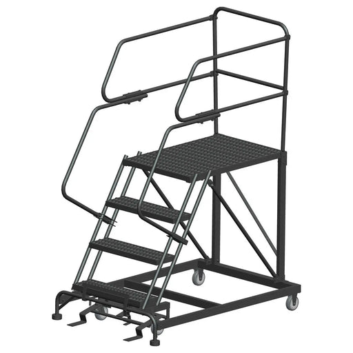 Ballymore Single Entry Work Platforms, 4 Step, 38 In Wide Base, 36 in Deep Platform, Serrated Tread, Rear Exit