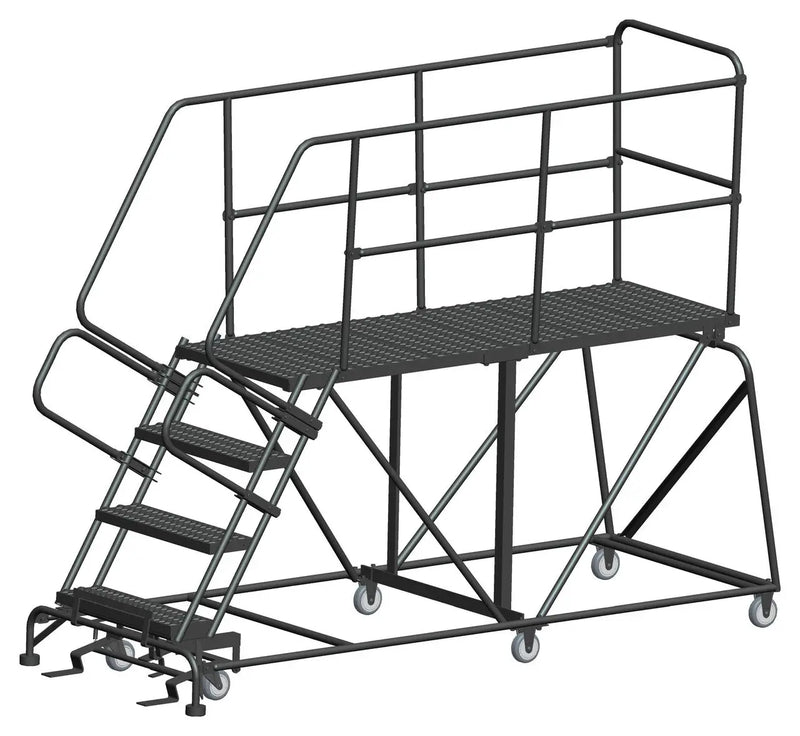 Ballymore Single Entry Work Platforms, 4 Step, 38 In Wide Base, 72 in Deep Platform, Serrated Tread Ballymore