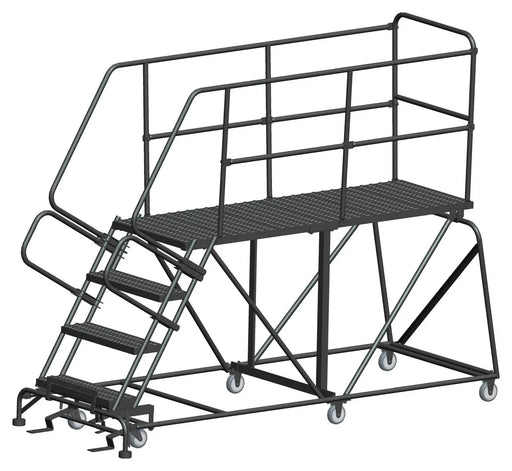 Ballymore Single Entry Work Platforms, 4 Step, 38 In Wide Base, 72 in Deep Platform, Serrated Tread Ballymore