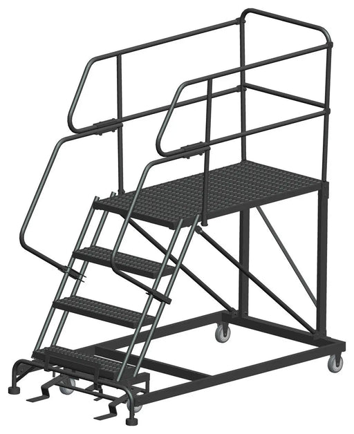 Ballymore Single Entry Work Platforms, 4 Step, 38" Wide Base, 48" Deep Platform, Serrated Tread Ballymore