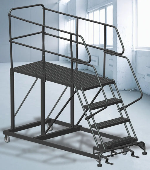Ballymore Single Entry Work Platforms, 4 Step, 38" Wide Base, 60" Deep Platform, Serrated Tread Ballymore