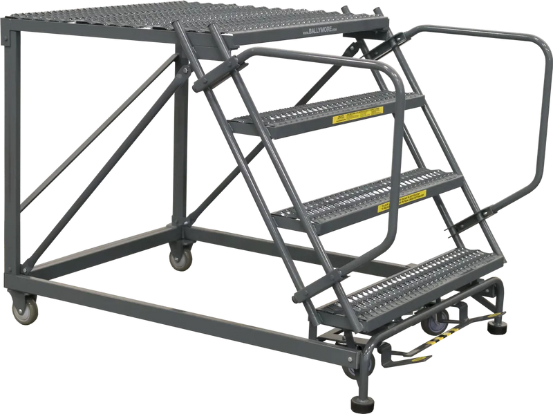 Ballymore Single Entry Work Platforms, 4 Step, No Rails, 33" Wide Base, 36" Deep Platform, Serrated Tread Ballymore