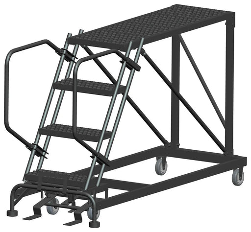 Ballymore Single Entry Work Platforms, 4 Step, No Rails, 33" Wide Base, 48" Deep Platform, Serrated Tread Ballymore
