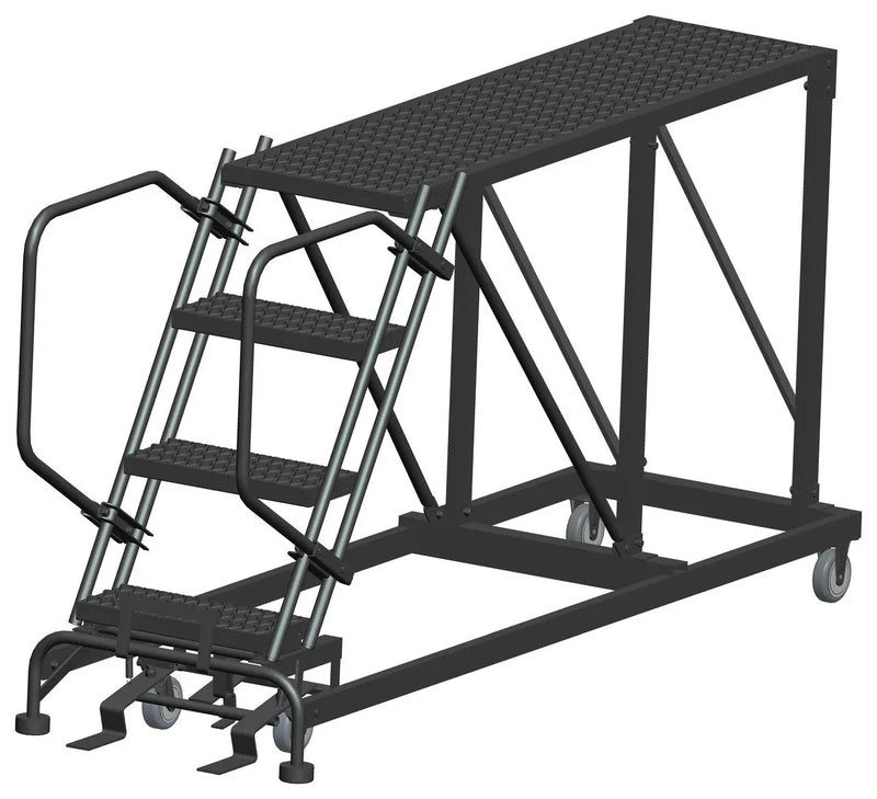 Ballymore Single Entry Work Platforms, 4 Step, No Rails, 33" Wide Base, 60" Deep Platform, Serrated Tread Ballymore