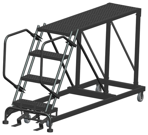Ballymore Single Entry Work Platforms, 4 Step, No Rails, 33" Wide Base, 60" Deep Platform, Serrated Tread Ballymore