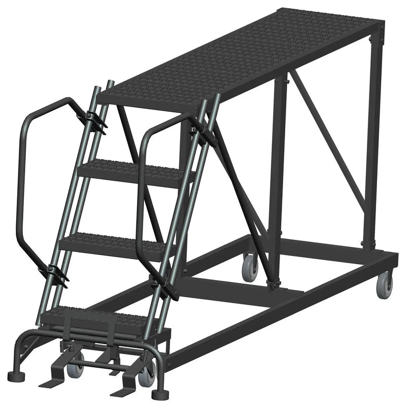 Ballymore Single Entry Work Platforms, 4 Step, No Rails, 33" Wide Base, 72" Deep Platform, Serrated Tread Ballymore