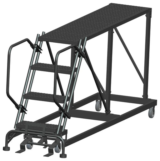 Ballymore Single Entry Work Platforms, 4 Step, No Rails, 33" Wide Base, 72" Deep Platform, Serrated Tread Ballymore