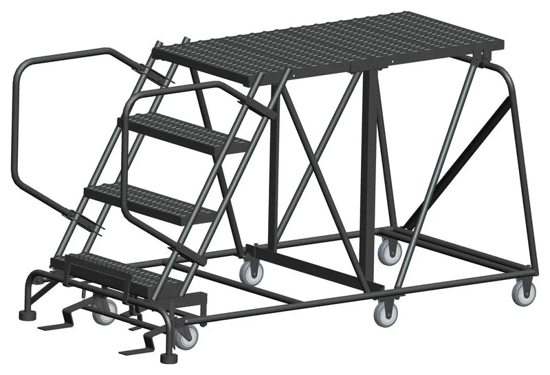 Ballymore Single Entry Work Platforms, 4 Step, No Rails, 38" Wide Base, 48" Deep Platform, Serrated Tread Ballymore