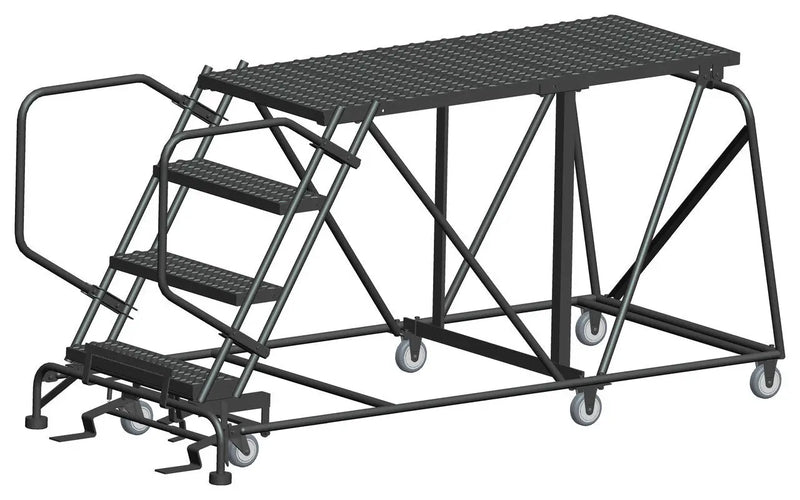 Ballymore Single Entry Work Platforms, 4 Step, No Rails, 38" Wide Base, 60" Deep Platform, Serrated Tread Ballymore