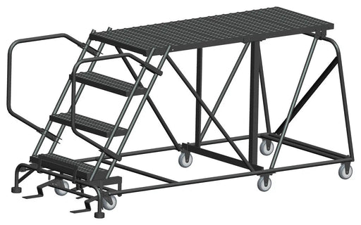 Ballymore Single Entry Work Platforms, 4 Step, No Rails, 38" Wide Base, 60" Deep Platform, Serrated Tread Ballymore