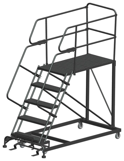 Ballymore Single Entry Work Platforms, 5 Step, 38 In Wide Base, 48 in Deep Platform, Serrated Tread Ballymore
