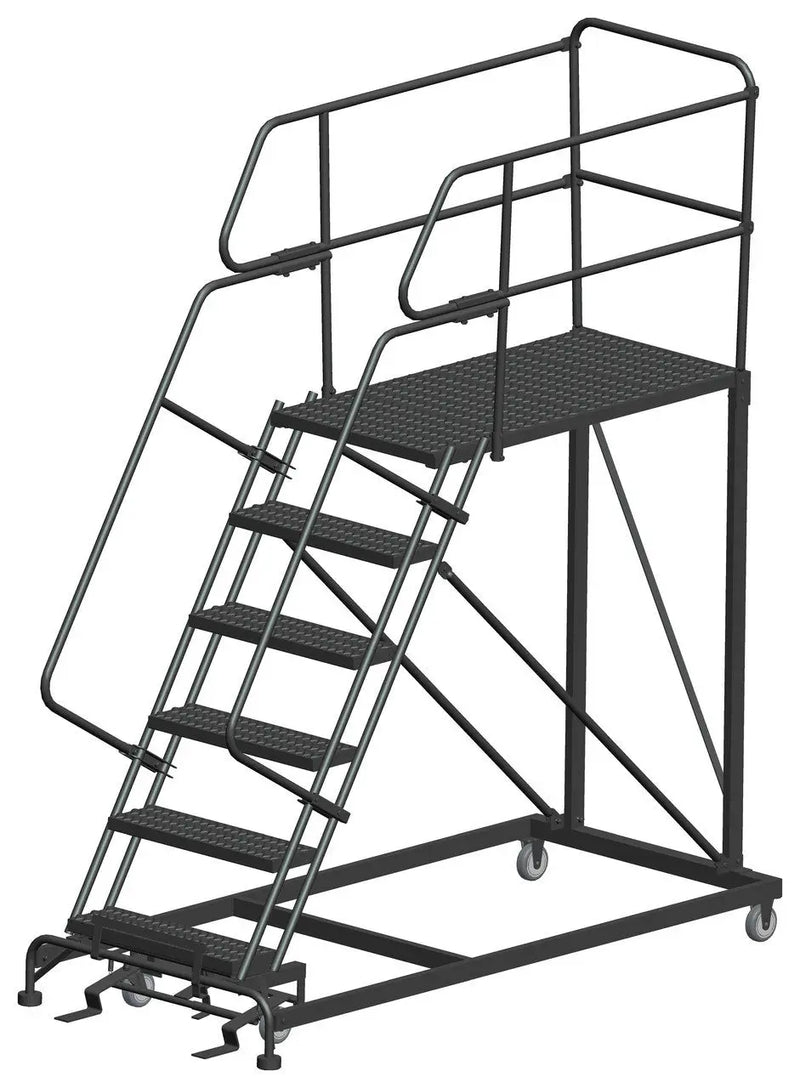 Ballymore Single Entry Work Platforms, 6 Step, 38 In Wide Base, 48 in Deep Platform, Serrated Tread Ballymore