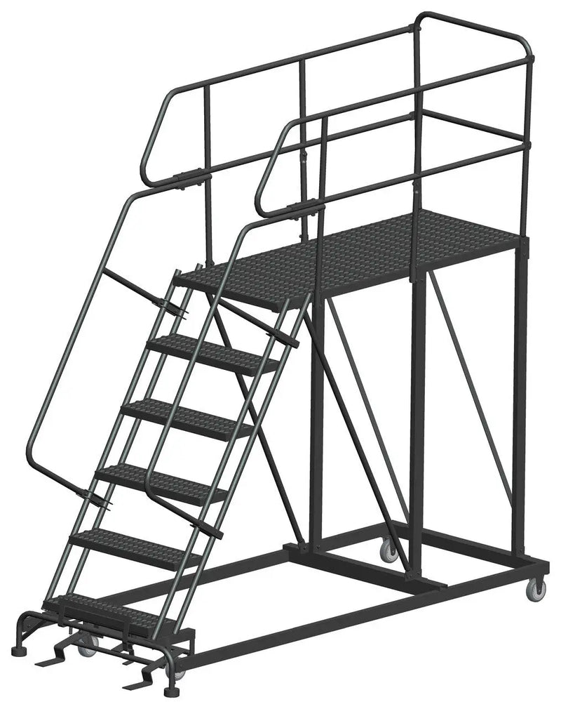 Ballymore Single Entry Work Platforms, 6 Step, 38 In Wide Base, 60 in Deep Platform, Serrated Tread Ballymore