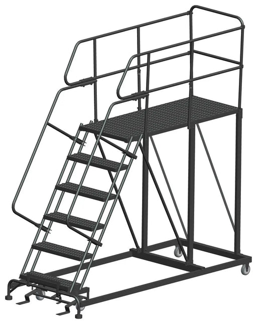 Ballymore Single Entry Work Platforms, 6 Step, 38 In Wide Base, 60 in Deep Platform, Serrated Tread Ballymore