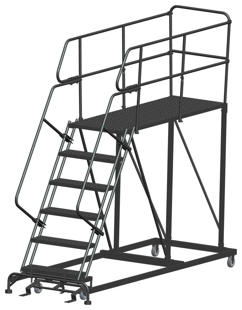 Ballymore Single Entry Work Platforms, 6 Step, 38 In Wide Base, 72 in Deep Platform, Serrated Tread Ballymore