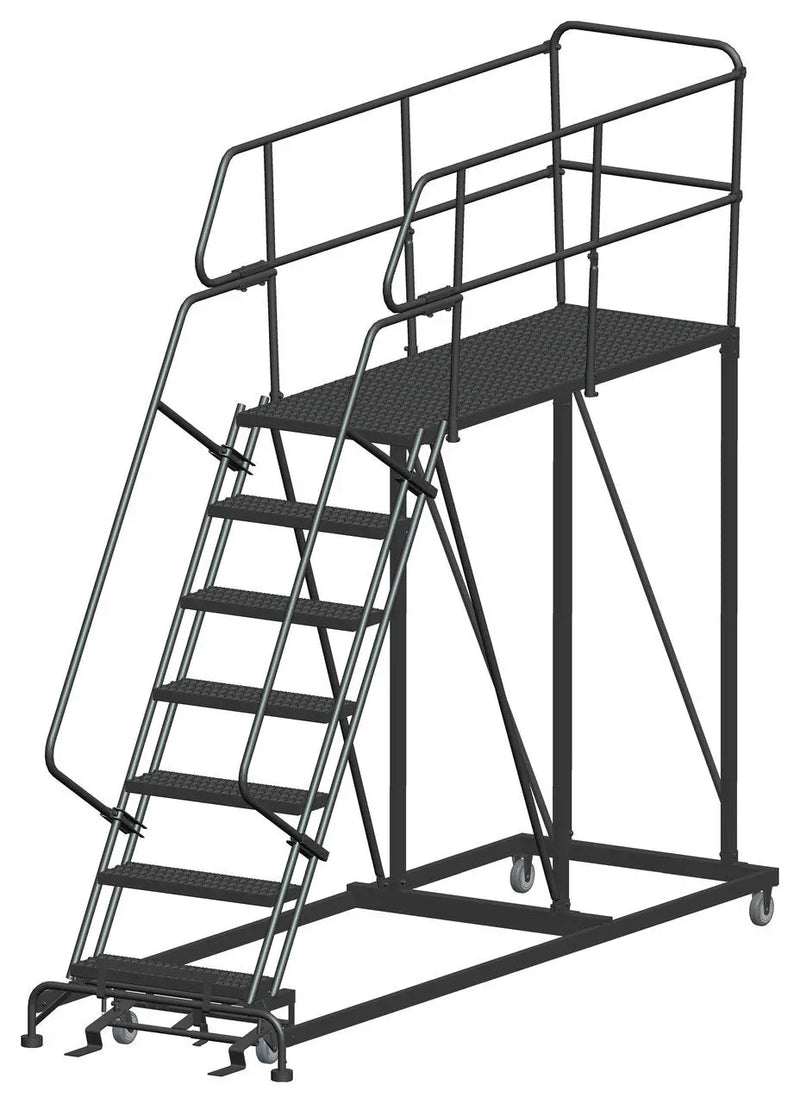 Ballymore Single Entry Work Platforms, 7 Step, 38 In Wide Base, 72 in Deep Platform, Serrated Tread Ballymore