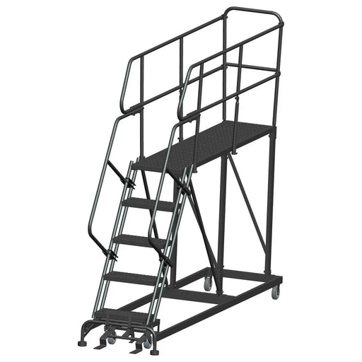 Ballymore Single Entry Work Platforms, CALOSHA, 5 Step, 33 In Wide Base, 72 in Deep Platform, Serrated Tread