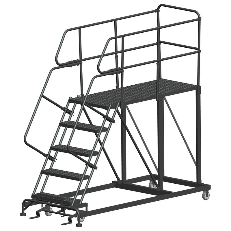 Ballymore Single Entry Work Platforms, CALOSHA, 5 Step, 38 In Wide Base, 60 in Deep Platform, Serrated Tread