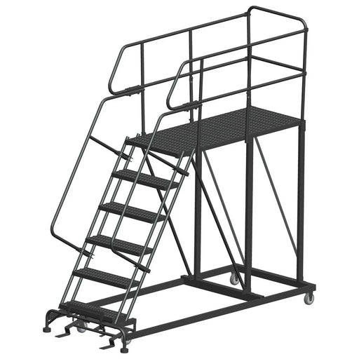 Ballymore Single Entry Work Platforms, CALOSHA, 50° Incline, 6 Step, 38 In Wide Base, 60 in Deep Platform, Serrated Trea