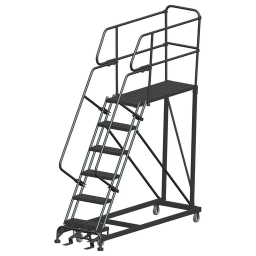 Ballymore Single Entry Work Platforms, CALOSHA, 6 Step, 33 In Wide Base, 48 in Deep Platform, Serrated Tread