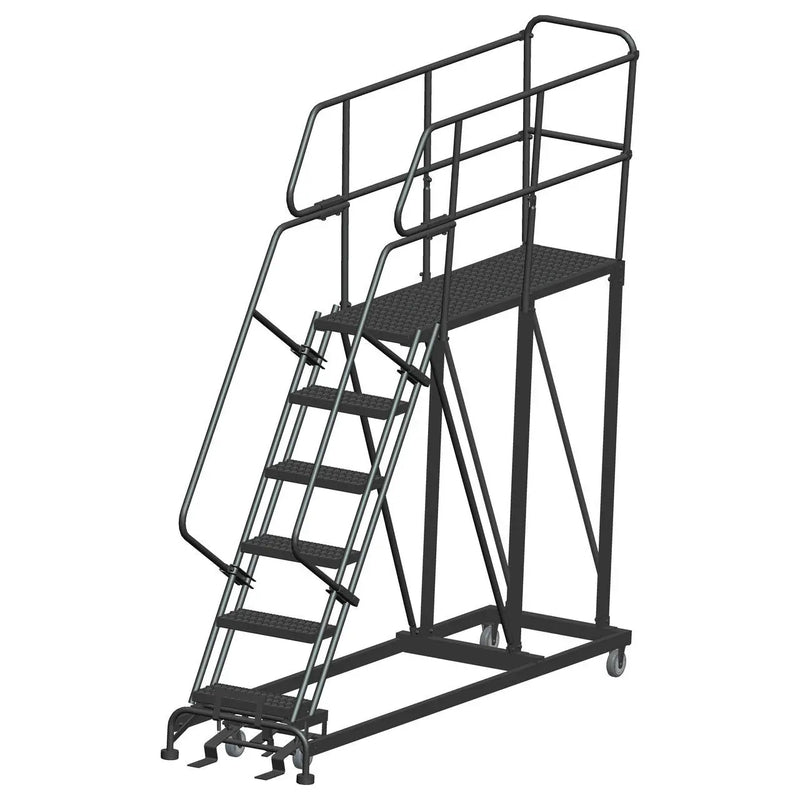 Ballymore Single Entry Work Platforms, CALOSHA, 6 Step, 33 In Wide Base, 60 in Deep Platform, Serrated Tread