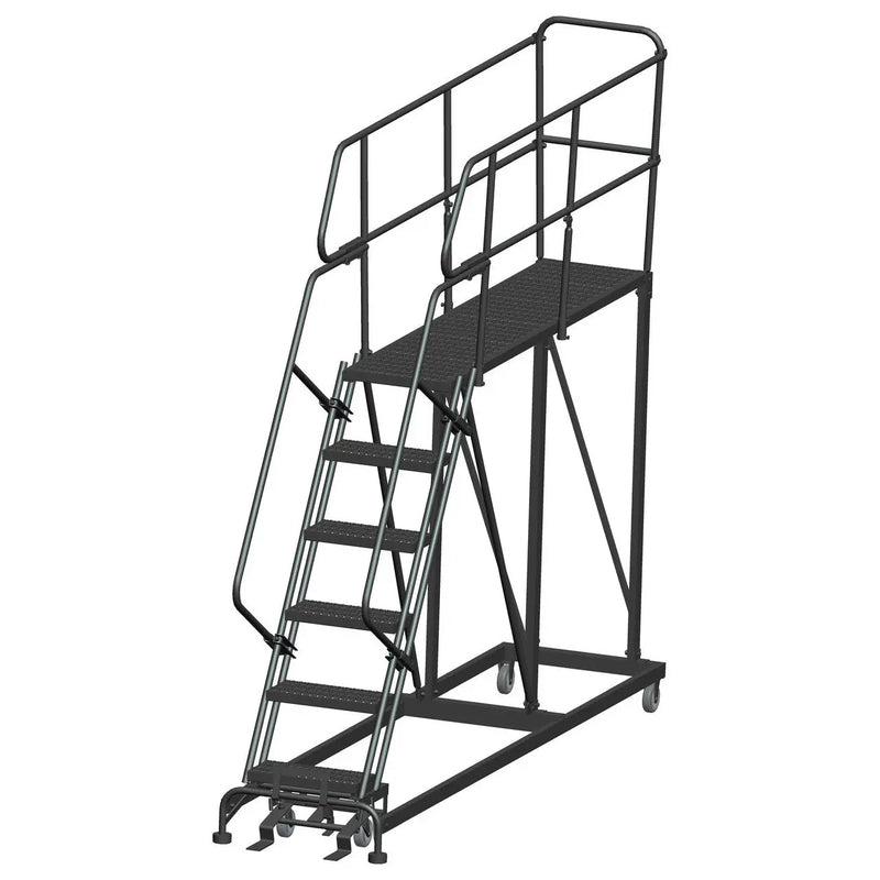 Ballymore Single Entry Work Platforms, CALOSHA, 6 Step, 33 In Wide Base, 72 in Deep Platform, Serrated Tread