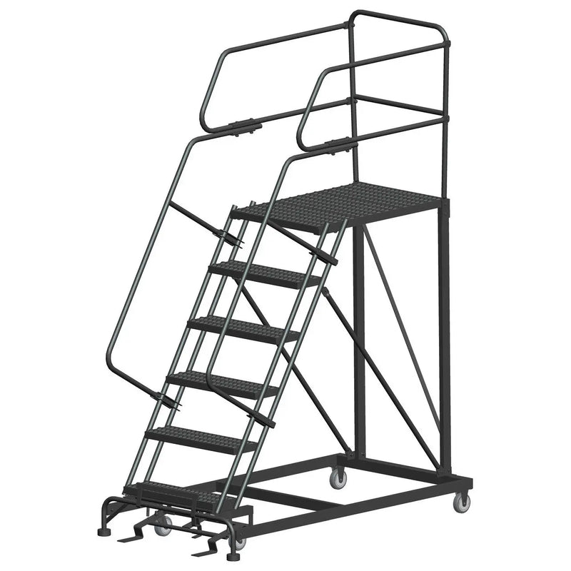Ballymore Single Entry Work Platforms, CALOSHA, 6 Step, 38 In Wide Base, 36 in Deep Platform, Serrated Tread