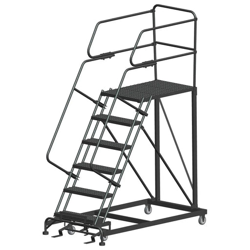 Ballymore Single Entry Work Platforms, CALOSHA, 6 Step, 38 In Wide Base, 36 in Deep Platform, Serrated Tread