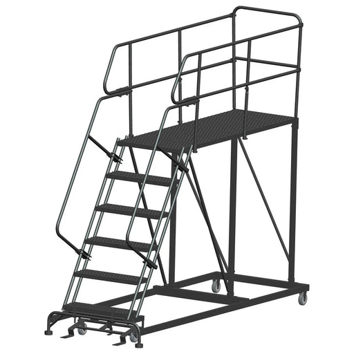 Ballymore Single Entry Work Platforms, CALOSHA, 6 Step, 38 In Wide Base, 72 in Deep Platform, Serrated Tread