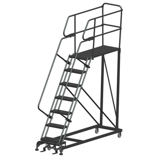 Ballymore Single Entry Work Platforms, CALOSHA, 7 Step, 33 In Wide Base, 48 in Deep Platform, Serrated Tread