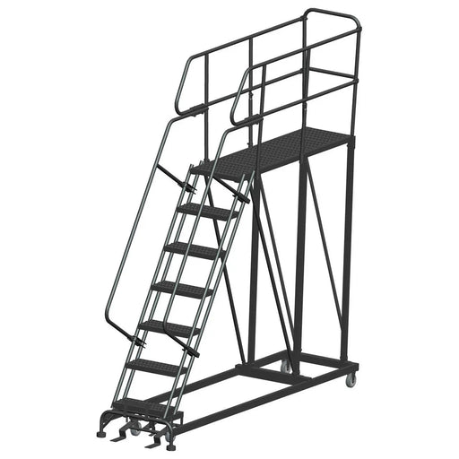 Ballymore Single Entry Work Platforms, CALOSHA, 7 Step, 33 In Wide Base, 60 in Deep Platform, Serrated Tread