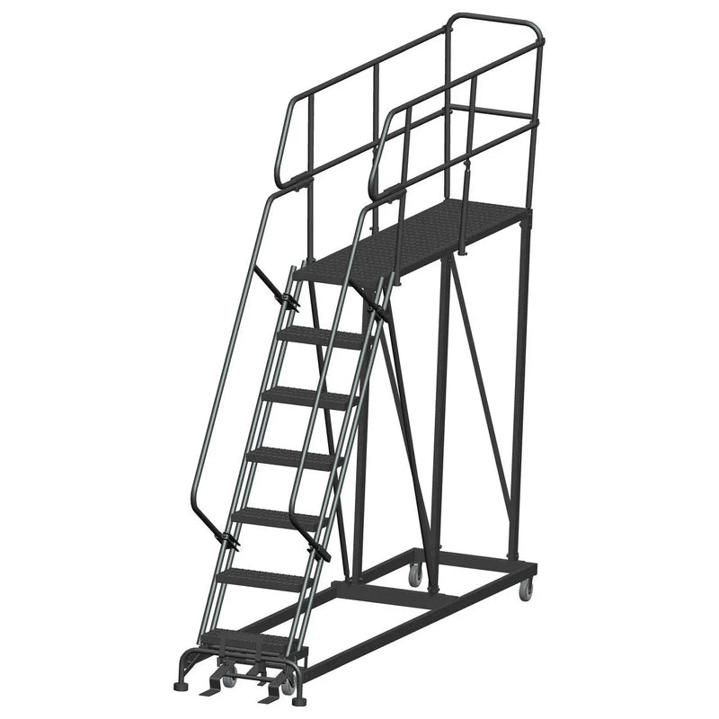 Ballymore Single Entry Work Platforms, CALOSHA, 7 Step, 33 In Wide Base, 72 in Deep Platform, Serrated Tread