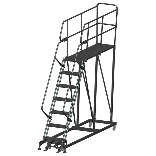 Ballymore Single Entry Work Platforms, CALOSHA, 7 Step, 33 In Wide Base, 72 in Deep Platform, Serrated Tread